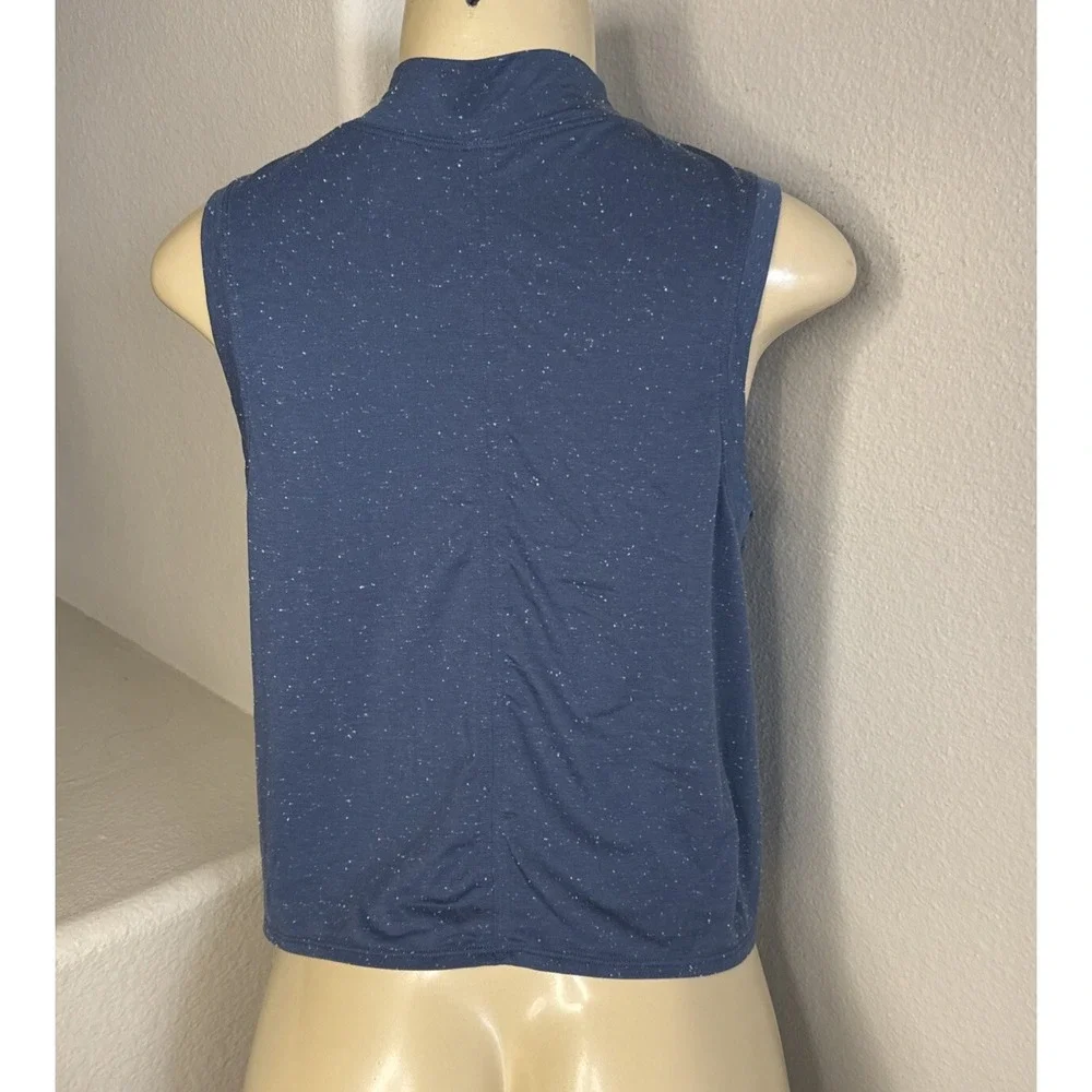 Lululemon Shirt Time To Restore Mock Neck Top Tie‎ Front Crop Blue Women Sz 8